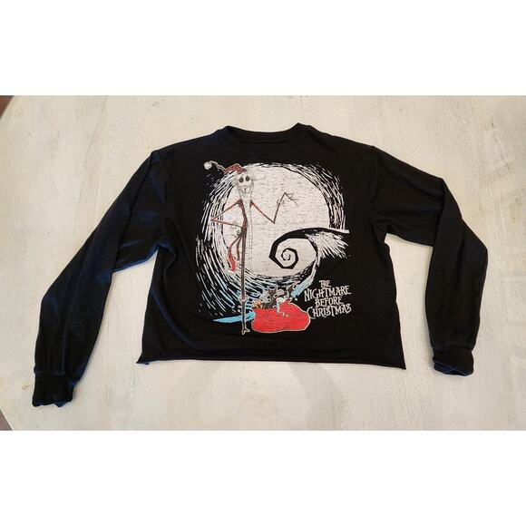Nightmare Before Christmas Long Sleeve Women's Top SZ XS Cropped - Picture 1 of 5